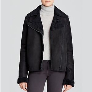 Vince Leather Sherpa Lined Asymmetric Jacket